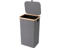 Wasmand met Deksel – Opvouwbare Wasmand – Wasbox 100L – Wassorteerder met Binnenzak – Grijs – Voor Badkamer, Slaapkamer en Wasruimte
