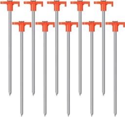 Tentankerset voor vloerbevestiging - 12 stuks 25 cm grondankers van staal - oranje - stabiliteit voor tenten op harde ondergronden. — thumbnail 1