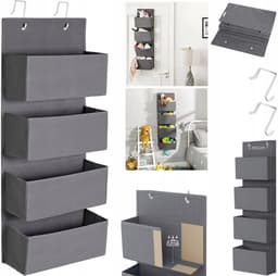 Merkloos Merloos Deur Organizer met 4 Vakken - Grijs, 100cm Hoog — thumbnail 1
