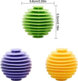 6 stuks - Wasballen voor wasmachine - anti-klit drogerballen - voor wasmachines - 5.6×5.5cm - groen+geel+paars — thumbnail 3