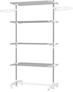 Droogtoren Inklapbaar 142 Bij 55 Bij 172 Cm Met Wielen En Vergrendeling Wit Voor Efficiënt Drogen In Huis Tuin En Balkon — thumbnail 5