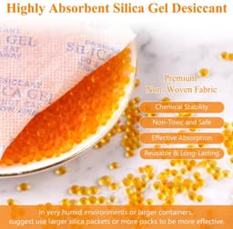 Gel Regenerable Desiccant,10 g x 30 stuks Silica Beads Orange,Silica Gel Beads,Silica Gel Dehumidifier,voor kledingkast Auto-ontvochtiger — thumbnail 5