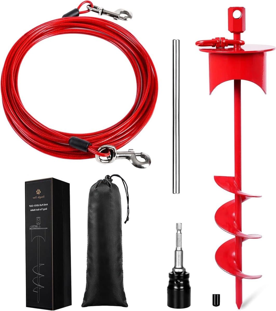 Grondanker Hond - Aanleganker - Buiten Beveiligen - Robuust Roestvrij Staal - 44 cm Lengte - Rood — afbeelding 1
