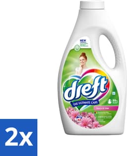 2 x Dreft Vloeibaar Wasmiddel Touch of Pink 32 Wasbeurten 1,4 liter - Wasmiddel - Vloeibaar Wasmiddel - Gekleurde Was - Wasverzachter - Kleurbescherming — thumbnail 1