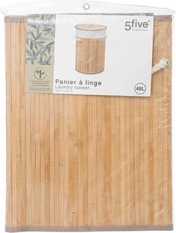 5Five Wasmand van bamboe - 2x - 48 liter - 35 x 50 cm - met deksel — thumbnail 5