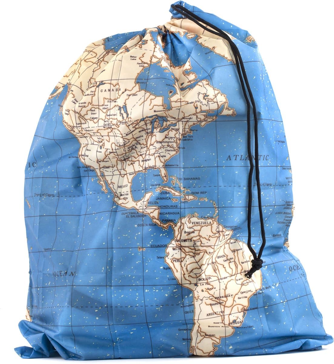 Kikkerland Waszak - Wereldkaart print - Voor je vuile was - Laundry bag - Travel accessoire - 17x10 cm — afbeelding 1