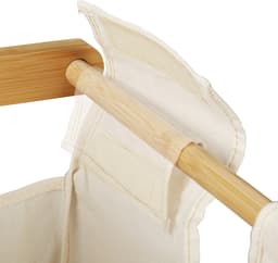 wasmand bamboe - 2 vakken - uitschuifbaar - draagbaar - 60 liter - natuur — thumbnail 2