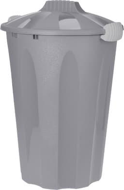 2x stuks kunststof wasmanden met deksel rond grijs 40 liter - Wasmanden/wasgoedmanden - Huishouden — thumbnail 2
