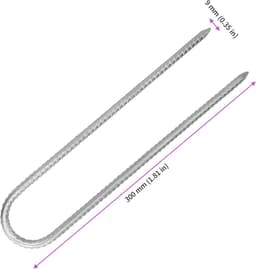 30 cm U-grondanker gegalvaniseerde tentharingen - 10 stuks - tuinharingen - grondankers - trampoline haringen - camping tenten - luifels — thumbnail 3