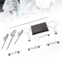 Tumex - Laboratorium standaard - Laboratorium Rek - Met 9 Clips - Verstelbare Hoogte 60 cm - Voor Kolven en Condensors - IJzeren Basis — thumbnail 2