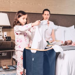 Wasmand 2 vakken wassorteerder - Wasmand 2 vakken met deksel - Wasmand met deksel - Wasverdeler - XXL waszak - 150 l - 57 x 37 x 71 cm - Blauw — thumbnail 5