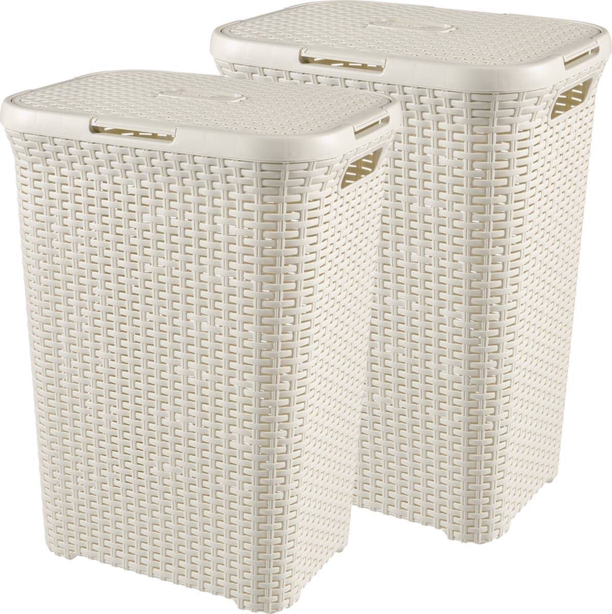 Curver Style Wasmand met Deksel - 60L - 2 stuks - Wit — afbeelding 1