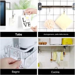 Set van 10 - Lange staarthaak - 9 cm lang - Badkamer - Handdoekhaak - Haak - Keukenhaakframe - Metalen clip - Metalen wasknijper - Zakclip - Deur of balkon - Multifunctionele stoffen clip - Zilver - Roestvrijstalen wasknijper - Metalen wasknijpers — thumbnail 4