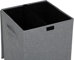 5Five Eureka sorteer wasmand - 74 liter - grijs - 37 x 37 x 60 cm - MDF/Polyester stof - met afsluitklep — thumbnail 3
