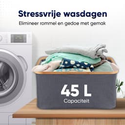 DARI. Opvouwbare Wasmand 45L – Heupwasmand – Wasmanden – Opbergmand – Wasbox – Bamboe – Grijs — thumbnail 5