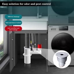 Wasmachine afvoerbuisafdichting slang 2 stuks grijs met siliconen dop — thumbnail 5