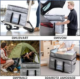 Dubbele Laag Verhuiszakken Extra Groot, Stevige Handvatten en Ritsen, Ideaal voor Kledingopslag, Verhuismateriaal en Waszakken (Zilver, 4 Stuks) — thumbnail 3