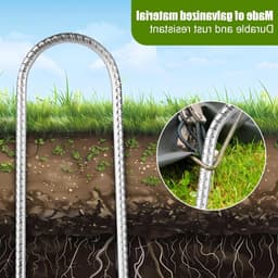 Set van 6 Grondankers van Gegalvaniseerd Staal, 30 cm, Robuuste U-Vormige Haringen voor Tent, Trampoline en Campingbevestiging — thumbnail 5