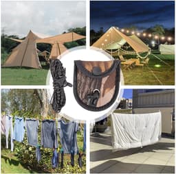 Draagbare Reiswaslijn - Waslijn Outdoor - Kleding Drogen - Reflecterend Antislip - 350 cm - Camouflage — thumbnail 4