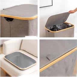 Wasmand met Deksel, 2 Compartimenten en Verwijderbare Waszakken, Vouwbare en Waterdichte Wasbox voor Badkamer, Slaapkamer en Wasruimte, Ruime Inhoud en Duurzaam Ontwerp — thumbnail 5