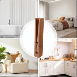 Houten Wasknijpers - Kledingklemmen Handdoekhouder - Ruimtebesparend Ophangen - Beschadigingsvrije Montage - 30 cm Lengte - Zwart Walnoot — thumbnail 5