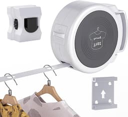 Intrekbare Waslijn - Opvouwbare Drooglijn - Kleding Drogen - Anti-slip Drooggaten - 415 cm - Wit — thumbnail 1