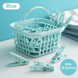 Wasknijpers met mand - Kledingclips Wasgoedklemmen - Kleding Drogen - Winddicht Ontwerp - 30 stuks - Blauw — thumbnail 4