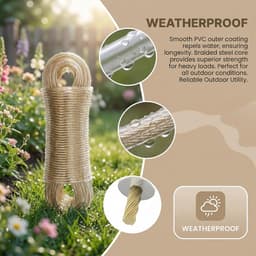 Dailygoods- Waslijn 30 m met stalen kern - PVC-omhulsel - Flexibel - Voor buiten - Tuin/camping - Geschikt voor kleding en beddengoed - Ophanglijn — thumbnail 5