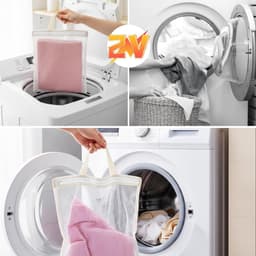 Set van 4 Kleine Wasnetjes voor Delicate Kleding - Duurzame Waszakken voor Ondergoed, Sokken en Babykleding - Ideaal voor de Wasmachine en Reizen (30 x 25 cm) — thumbnail 2