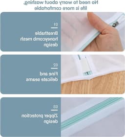 Dailygoods- Waszak Groot 60 x 80 cm - Waszakken voor Wasgoed - Wasnetten met Ritssluiting - Witte Waszakken - Set van 2 Stuks - Polyester Materiaal - Wasnet — thumbnail 2