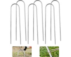 Set van 6 Grondankers van 30 cm, Gegalvaniseerd Staal, Sterke U-Vormige Grondankers voor Beveiliging van Tenten, Schuttingen en Campinguitrusting