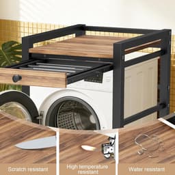Wasmachine Verhoger - Droogkast Kast - Ruimte Besparen - Sterke Staalconstructie - 65x61.5x100.5 cm - Zwart Met Lades — thumbnail 4