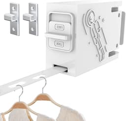 Intrekbare Waslijn - Draagbare Kledinglijn - Kleding Drogen - 34 Winddichte Ophangpunten - 13 Meter - Wit — thumbnail 1