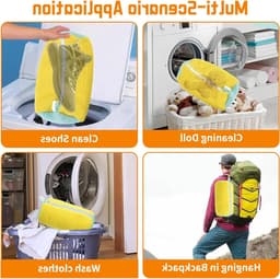 Dikke Wasmachine Tas voor Ondergoed, Herbruikbare Waszak, Bescherming voor Schoenen en Sokken met Rits, Geel — thumbnail 4