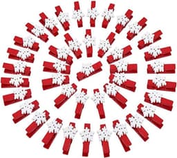 Mini Houten Knijpers - Decoratie Clips - Foto Ophangen - Met Jute Touw - 50 Stuks - Wit Hart Ster — thumbnail 1