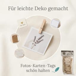 Allecto - Mini-wasknijpers - Decoratieve klemmen - Creatieve knutselprojecten - Houtkleurig - Geschikt voor foto's - 50 stuks - Perfect voor gesche... — thumbnail 2