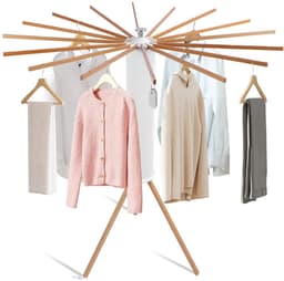 Dailygoody - Droogrek voor Kleding - Opvouwbaar Kledingrek - Houtkleur - Waslijnrek met 16 Hangende Staven - Max. Capaciteit 40 Kg - Geschikt voor Thu... — thumbnail 1