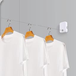 Intrekbare Waslijn - Drooglijn Hanger - Kleding Drogen - Roestvrij Staal - 4.2m - Wit — thumbnail 2