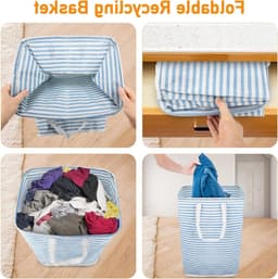 Grote Vouwbare Wasmand van 75L - Waterdichte Opbergmand voor Kleding, Speelgoed en Handdoeken in Badkamer en Wasruimte, Blauw — thumbnail 4
