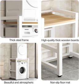 Opbergkast Wasmachine - Ruimtebesparend Meubel - Waskamer Organiseren - Hoge Draagkracht - 400 kg Capaciteit — thumbnail 4