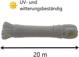 Waslijn - Drooglijn - Was Drogen - UV- en weerbestendig - 20 Meter - Wit — thumbnail 5