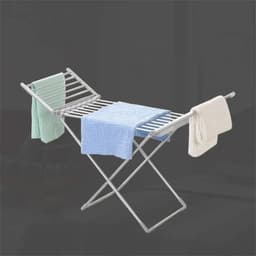 Opvouwbaar droogrek - Wasdroger rek - Kleding drogen - Elektrisch verwarmd - 20 stangen - Zilver — thumbnail 3