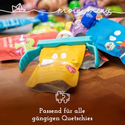 Knijpzak houder - Fruitzak klem - Kinderen zelfstandig eten - Speciaal voor kinderhanden - 3 stuks - Wit — thumbnail 4