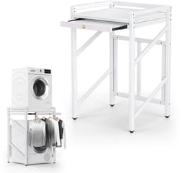 JOYNEXTBUY - Wasmachine Verhoger Opbergrek – Verbindingsframe Wasmachine & Droger – 350 kg – Onderstel – 74 x 64 x 113,5 cm – Wit — thumbnail 1
