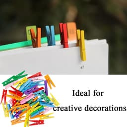 Houten Klemmen - Kleine Knijpers - Decoratie Ophangen - Milieuvriendelijk Materiaal - 50 Stuks - Kleurrijk — thumbnail 2