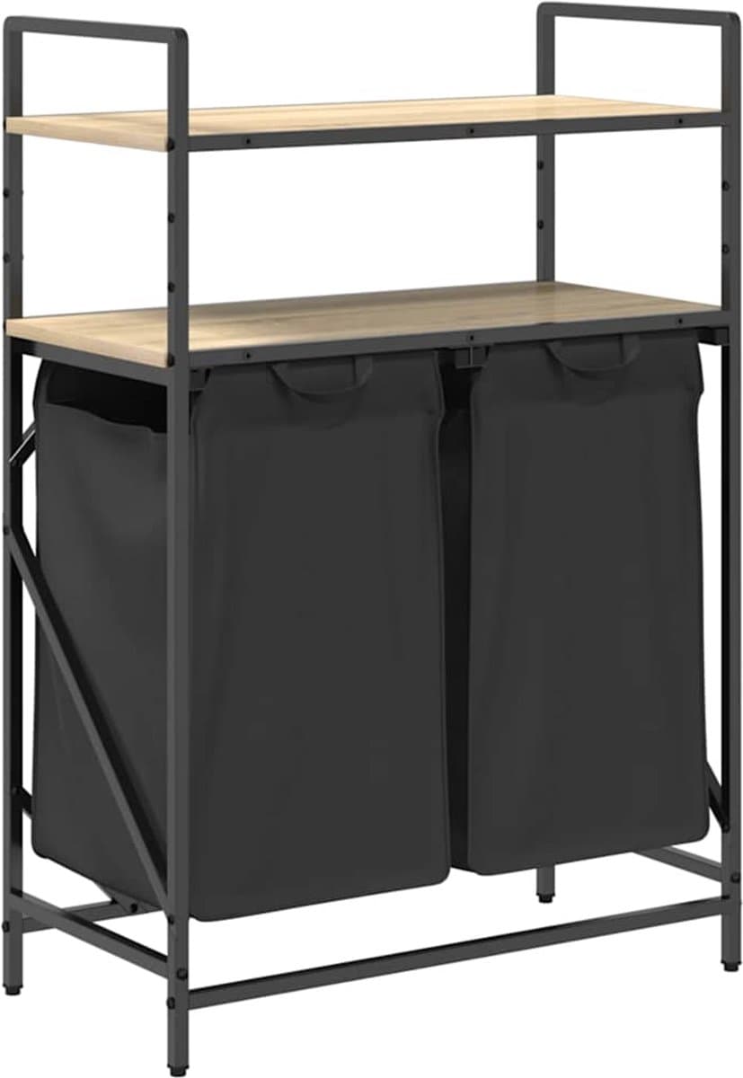 vidaXL - Wasmand - 2 - vakken - met - planken - sonoma - eikenkleurig — afbeelding 1
