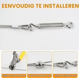 Waslijn voor Buiten - 50 m - 3 mm - Roestvrij Staal met PVC Coating - Voor Buitengebruik — thumbnail 5