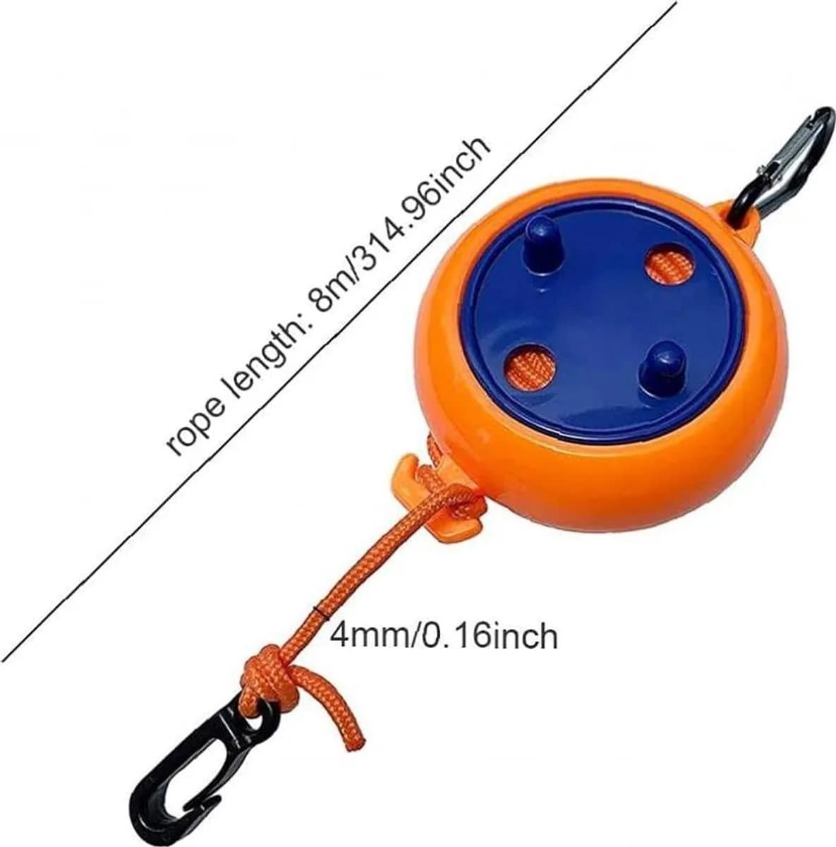 Waslijn Geschikt voor het traceren van wasgoed, draagbare, uitschuifbare waslijn Geschikt voor kampeerkleding, antislip henneptouw, 8 meter, oranje. — afbeelding 1