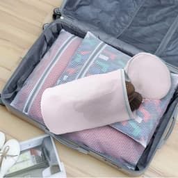 Schoen wasmachine tas, wasschoenen tassen, sneaker wassen beschermer zak, Sandwish Mesh, wit — thumbnail 2