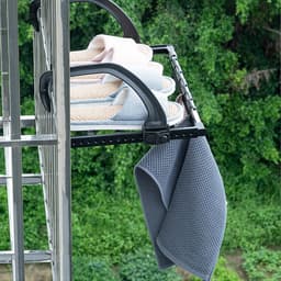 Multifunctioneel Droogrek Van Roestvrij Staal - 17 Verstelbare Ophangposities Draagvermogen Van 10 kg Roestbestendig In Twee Stappen Op Te Vouwen Geschikt Voor Montage Aan De Reling of Douche - Zwart — thumbnail 5
